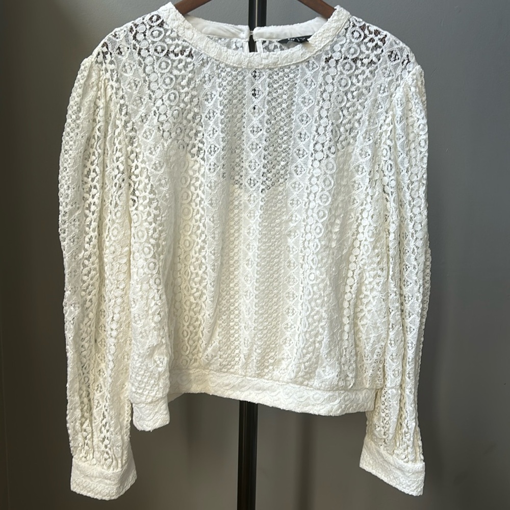 Express off white crochet, lace top